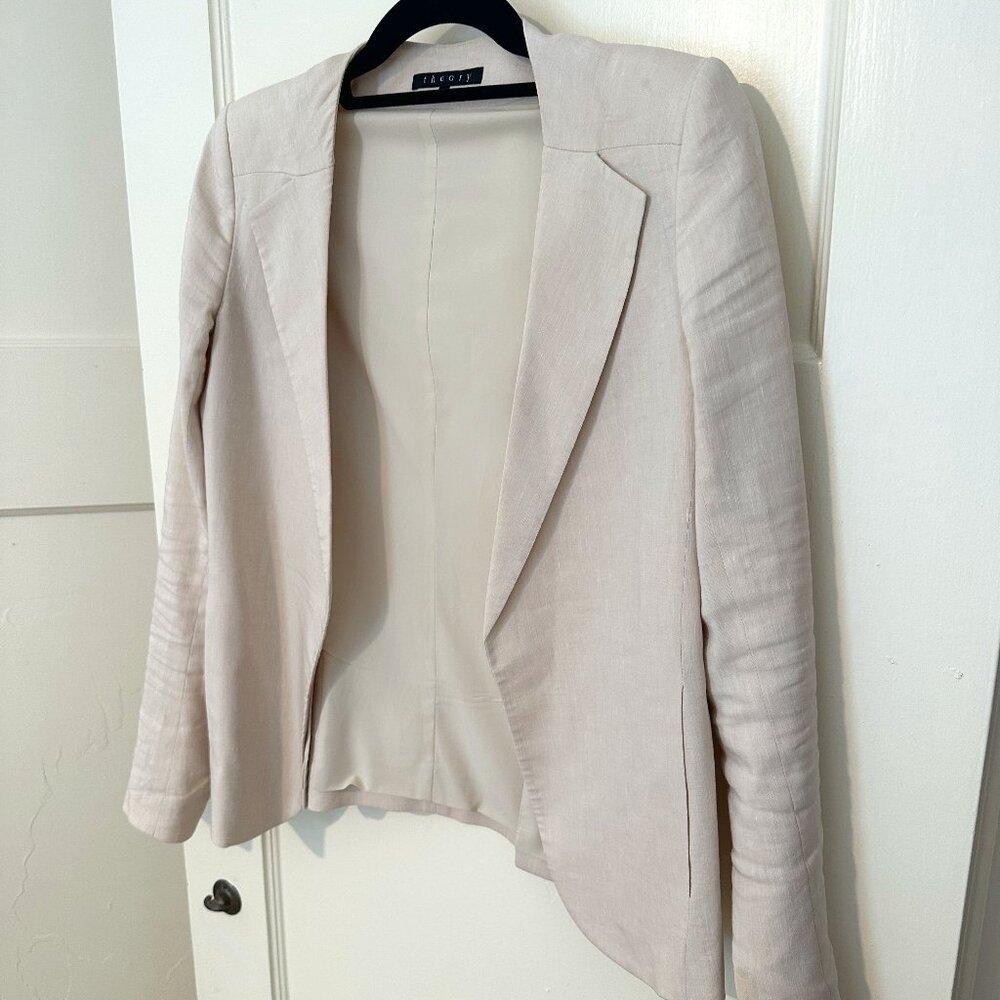 Theory Ecru linen blazer size 00